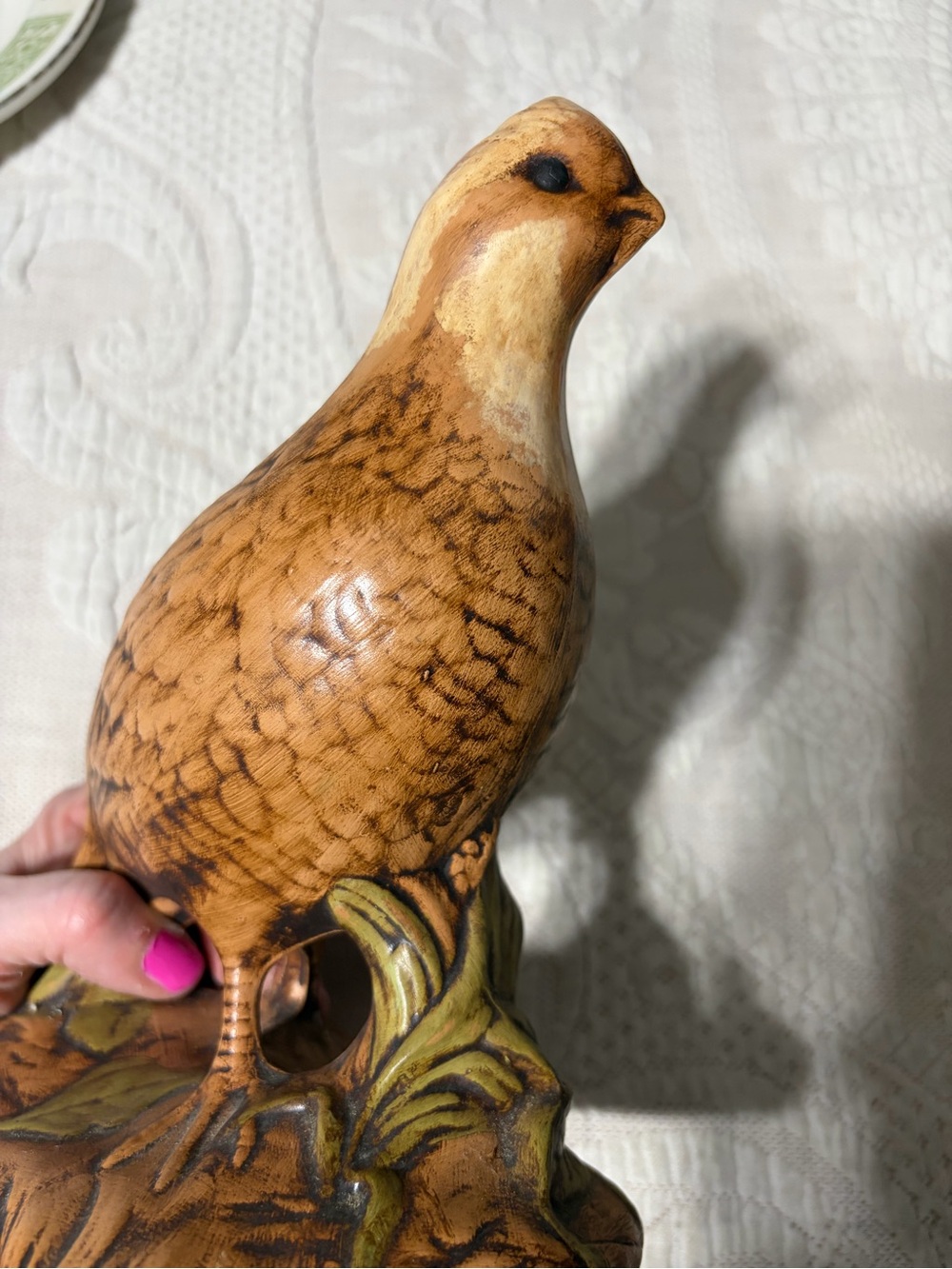 Hand-Painted Ceramic Quail Figurine in Brown fall colors eclectic grandpa GUC - Picture 6 of 10